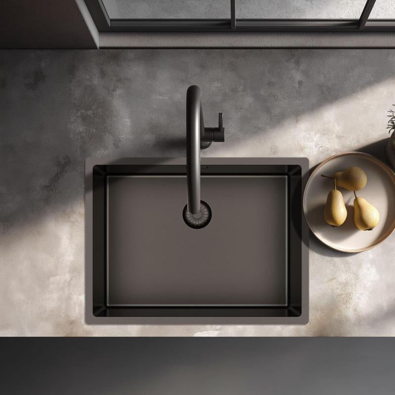 Pure.Sink Exclusivo Νεροχύτης από γκουν μέταλλο 55x40 cm, ακτίνα 10 mm, υποστύλωμα, επίπεδη κατασκευή και επικάλυψη PEX5540-61
