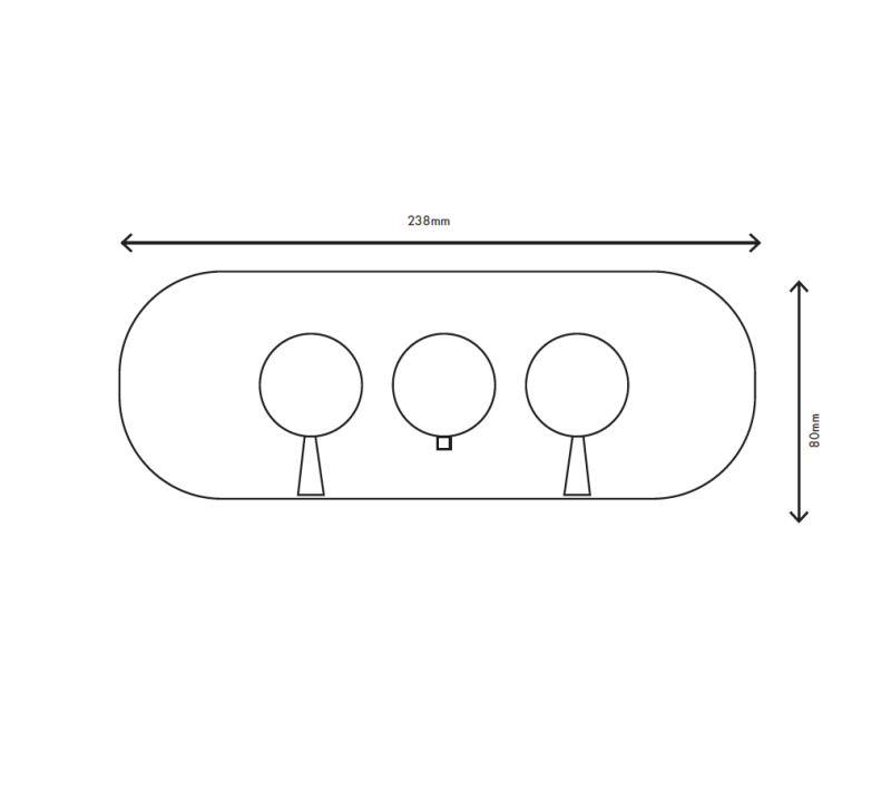 MURO TUA ενσωματωμένη θερμοστατική βρύση ντους με 2 βρύσες διακοπής χρώμιο M1.B34T.S.CR