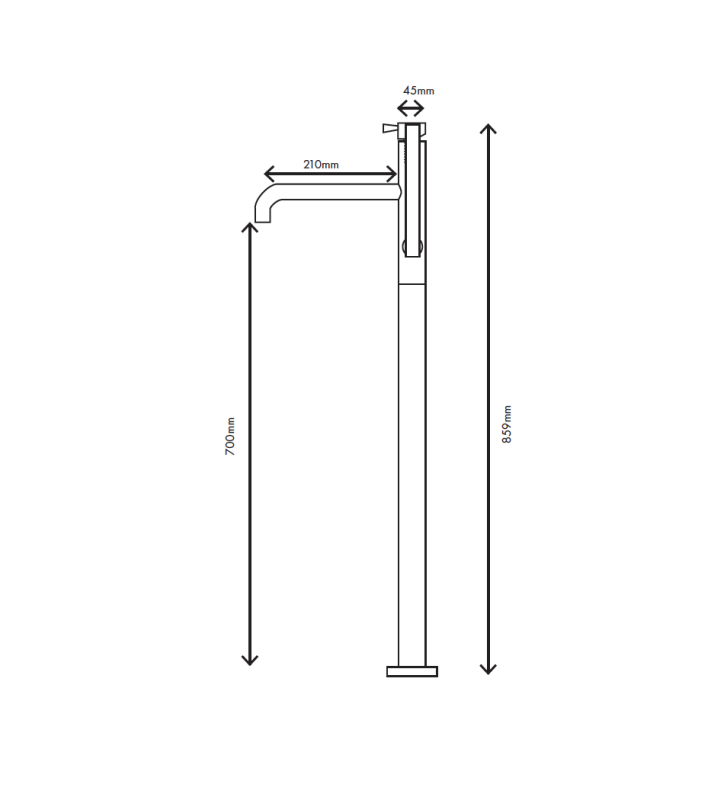 MURO TUA ελεύθερη βρύση μπάνιου με χειροκίνητο ντους χρώμιο M1.CA1.CR
