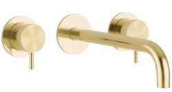 Waterevolution Flow 3-οπίσθια ενσωματωμένη βρύση νιπτήρα PVD Λευκό χρυσό με έξοδο 15 cm T1163FWGE-15