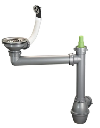 Ausmann Σετ αποχέτευσης από ανοξείδωτο χάλυβα με στρογγυλό υπερχειλιστήρα, συμπεριλαμβανομένου σιφονιού για μονή νεροχύτη 1208972186