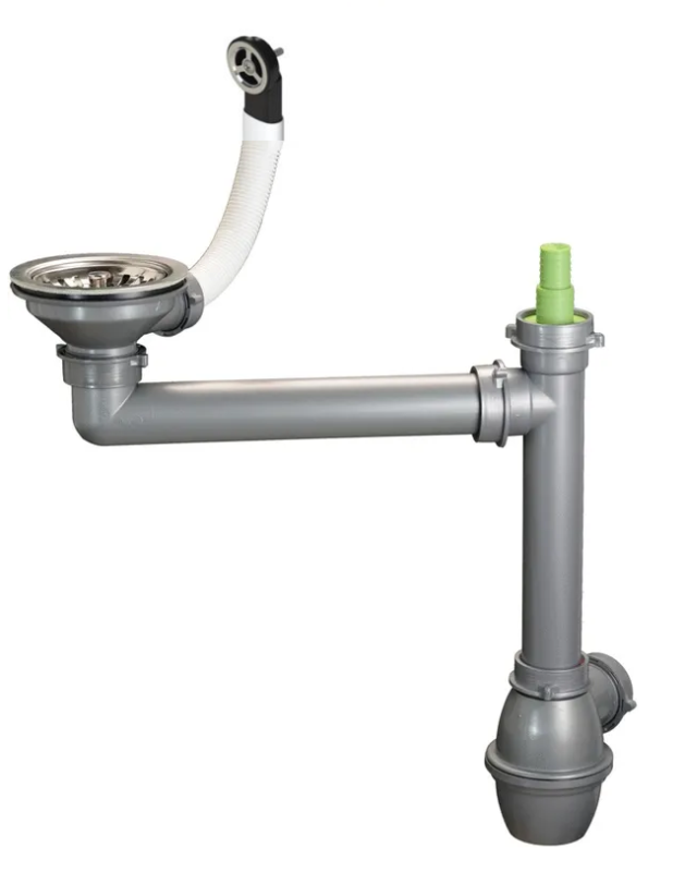 Ausmann Σετ αποχέτευσης από ανοξείδωτο χάλυβα με στρογγυλό υπερχειλιστήρα, συμπεριλαμβανομένου σιφονιού για μονή νεροχύτη 1208972186