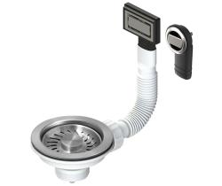 Pure.Sink Universal Σετ βυσμάτων από βουρτσισμένο ανοξείδωτο χάλυβα, σετ αποστράγγισης νεροχύτη με στρογγυλό και ορθογώνιο υπερχειλιστήρα WSTMAN-02