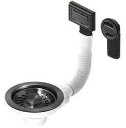 Pure.Sink Universal Σετ βυσμάτων Gun metal, σετ αποχέτευσης νεροχύτη με στρογγυλό και ορθογώνιο υπερχειλιστήρα WSTMAN-61