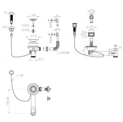 Pure.Sink Universal Μαύρο σετ αποχέτευσης με πώμα και πώμα με πώμα, καθώς και ορθογώνιο και στρογγυλό πώμα WSTAUT-31