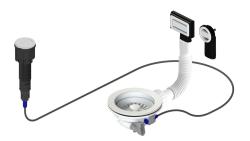 Pure.Sink Universal Ματ λευκό σετ αποχέτευσης με πώμα και πώμα με πώμα, καθώς και ορθογώνιο και στρογγυλό υπερχειλιστή WSTAUT-32