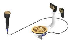 Pure.Sink Universal Χρυσό σετ αποχέτευσης με πώμα και κουμπί πίεσης, καθώς και ορθογώνιο και στρογγυλό υπερχειλιστήρα WSTAUT-60