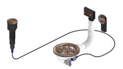 Pure.Sink Universal Σετ αποχέτευσης από χαλκό, συμπεριλαμβανομένου του πλυντηρίου με πώμα και κουμπί πίεσης, καθώς και ορθογώνιου και στρογγυλού υπερχειλιστή WSTAUT-62