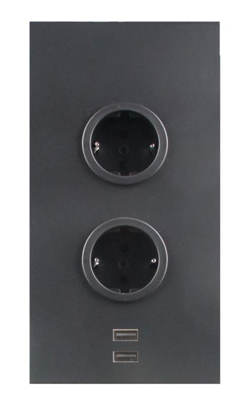Indux Corner Ενεργειακή στήλη με 2 πρίζες γείωσης και 2 x φορτιστή USB Μαύρο 1208972297