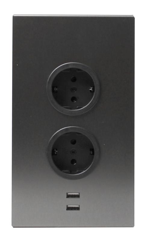 Indux Corner Ενεργειακή στήλη με 2 πρίζες με γείωση και 2 x φορτιστή USB Gun metal 1208972299