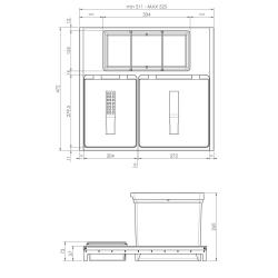 Indux Sort Σύστημα απορριμμάτων διπλό Χειροκίνητο για συρτάρια 1208972319