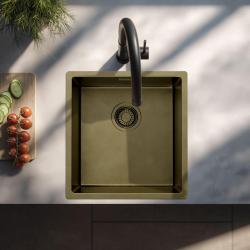 Pure.Sink Luxion PVD Αντίκα Χάλκινο νεροχύτη 36x40 cm υποστύλωμα, επίπεδη εγκατάσταση και επιφανειακή εγκατάσταση  με ράφι βάσης PLX3640-64