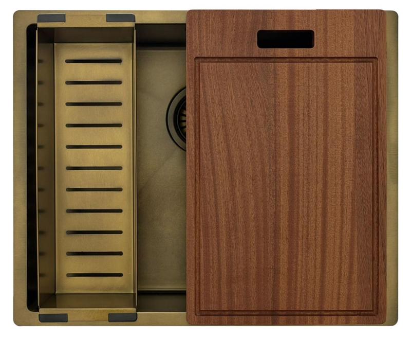 Pure.Sink Luxion PVD Αντίκα Χάλκινο νεροχύτη 50x40 cm υποστρώματος, επίπεδης εγκατάστασης και επιφανείας με ράφι βάσης PLX5040-64