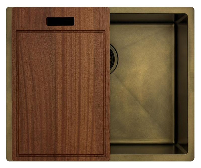 Pure.Sink Luxion PVD Αντίκα Χάλκινο νεροχύτη 50x40 cm υποστρώματος, επίπεδης εγκατάστασης και επιφανείας με ράφι βάσης PLX5040-64