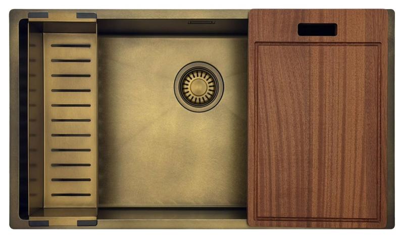 Pure.Sink Luxion Μεγάλο PVD Αντίκα Χάλκινο νεροχύτη 74x40 cm υποστύλωμα, επίπεδη εγκατάσταση και επιφανειακή εγκατάσταση με ράφι βάσης PLX7440-64