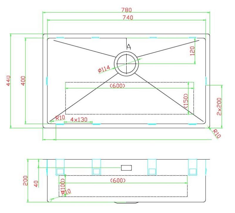 Pure.Sink Luxion Μεγάλο PVD Αντίκα Χάλκινο νεροχύτη 74x40 cm υποστρώματος, επίπεδη εγκατάσταση και επάνω εγκατάσταση με ράφι βάσης PLX7440-64