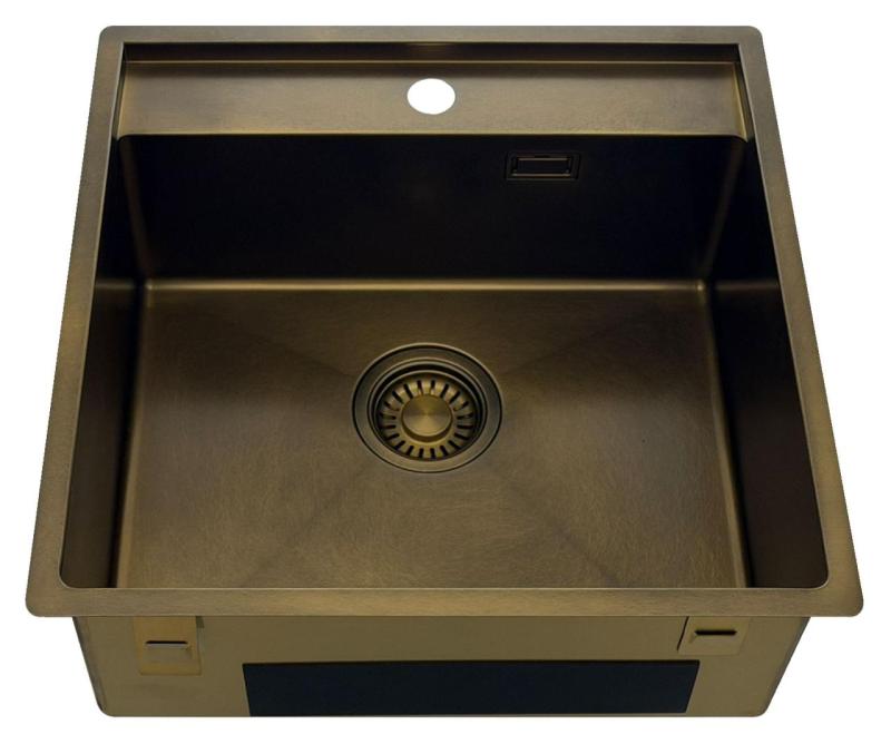 Pure.Sink Luxion PVD Αντίκα Χάλκινο νεροχύτη 51x50 cm Tapwing με οπή για βρύση και ράφι PLX5150T-64