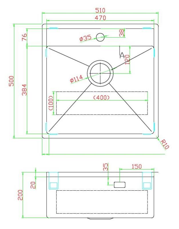 Pure.Sink Luxion PVD Αντίκα Χάλκινο νεροχύτη 51x50 cm Tapwing με οπή για βρύση και ράφι PLX5150T-64