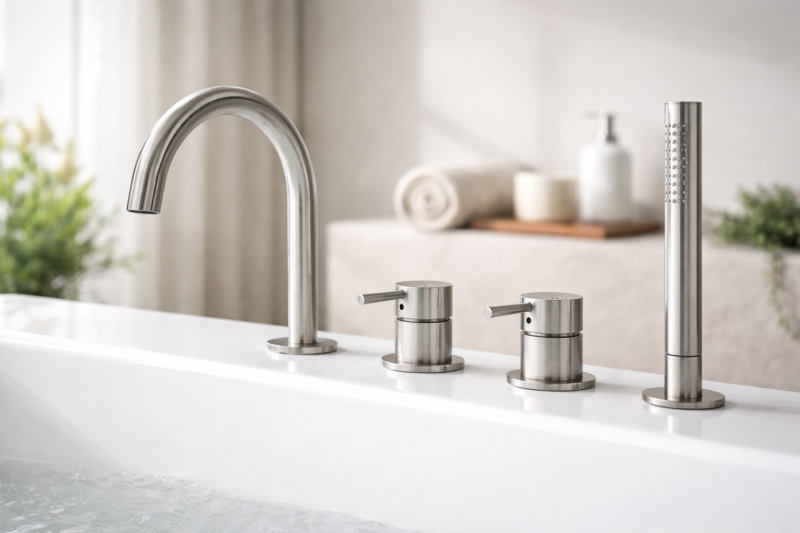 MURO TUA Εντοιχισμένος μείκτης με στρογγυλή έξοδο και αφαιρούμενο ντους χεριού χρώμιο 1208972441