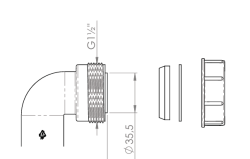 Pure.Sink Σετ σιφονιού ΗΒ με παξιμάδι και φλάντζες 40 mm WSTSUK-32