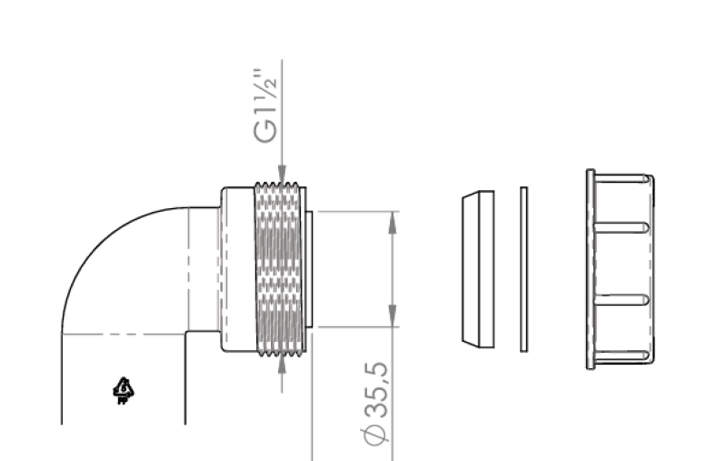 Pure.Sink Σετ σιφονιού ΗΒ με παξιμάδι και φλάντζες 40 mm WSTSUK-32