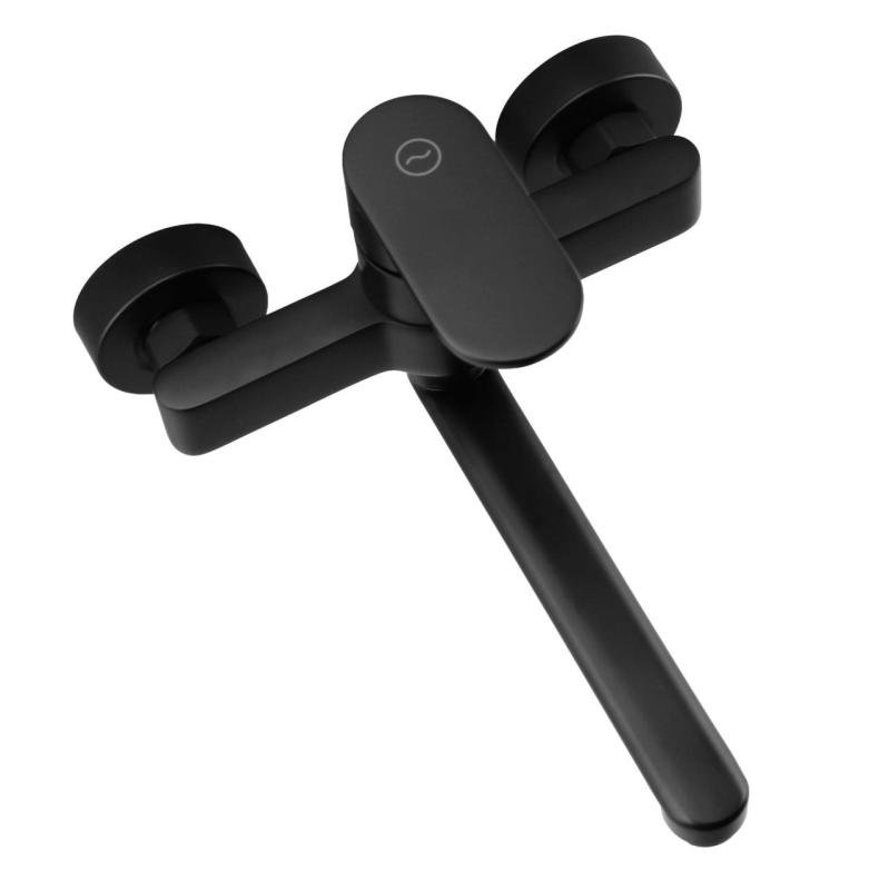 Aquanello Casa Μονόχειρη βρύση κουζίνας μαύρη με έξοδο 20 cm BL-1420-CS