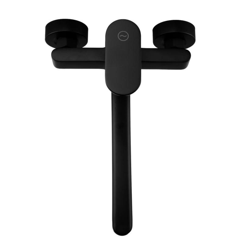 Aquanello Casa Μονόχειρη βρύση κουζίνας μαύρη με έξοδο 25 cm BL-1425-CS