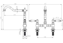 Aquanello Heritage Manor Κλασική κουζίνα, νοσταλγική βρύση κουζίνας από ανοξείδωτο ατσάλι με λευκό μοχλό NB-0010-HM