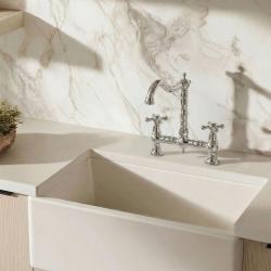 Aquanello Heritage Ascot Κλασική κουζίνα, νοσταλγική βρύση κουζίνας με χρωμιωμένη διακόπτη τύπου σταυρού CR-4001-HA