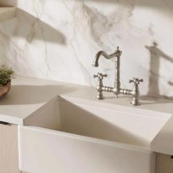 Aquanello Heritage Ascot Κλασική κουζίνα, νοσταλγική βρύση κουζίνας από ανοξείδωτο ατσάλι με χειρολαβές σε σχήμα σταυρού NB-0011-HM