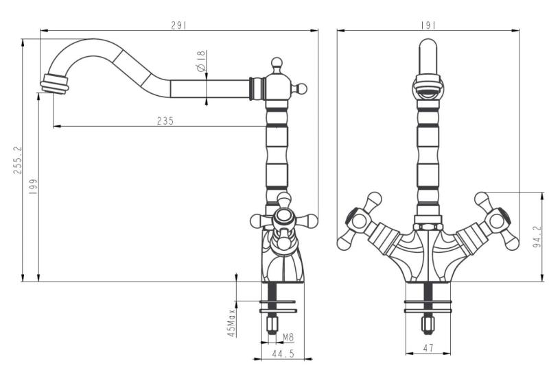 Aquanello Heritage Ascot Κλασική κουζίνα Νοσταλγική βρύση κουζίνας από μπρούντζο με γωνιακό στόμιο BN-4002-HA