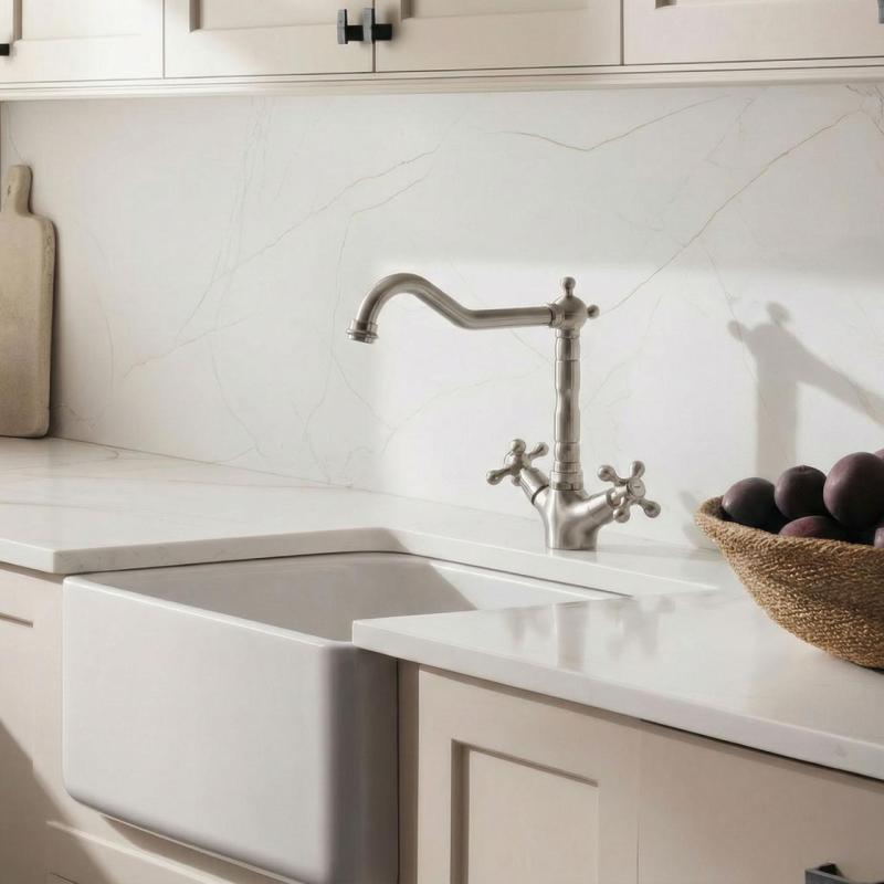 Aquanello Heritage Ascot Κλασική κουζίνα Νοσταλγική βρύση κουζίνας από ανοξείδωτο ατσάλι με γωνιακό στόμιο NB-4002-HA