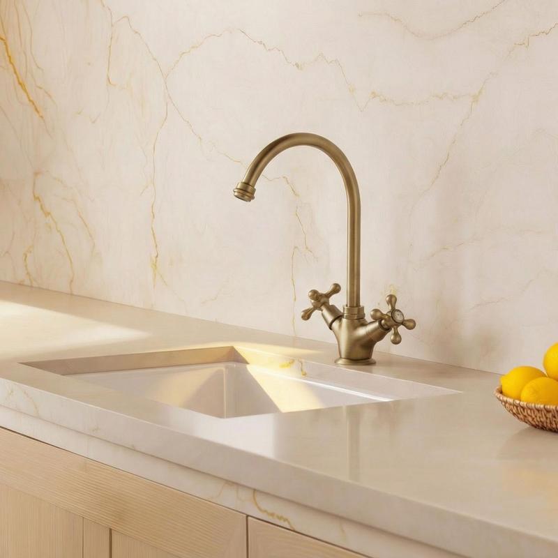 Aquanello Heritage Ascot Κλασική κουζίνα – Νοσταλγική βρύση κουζίνας σε χρώμα μπρούντζου με στρογγυλό στόμιο BN-4003-HA