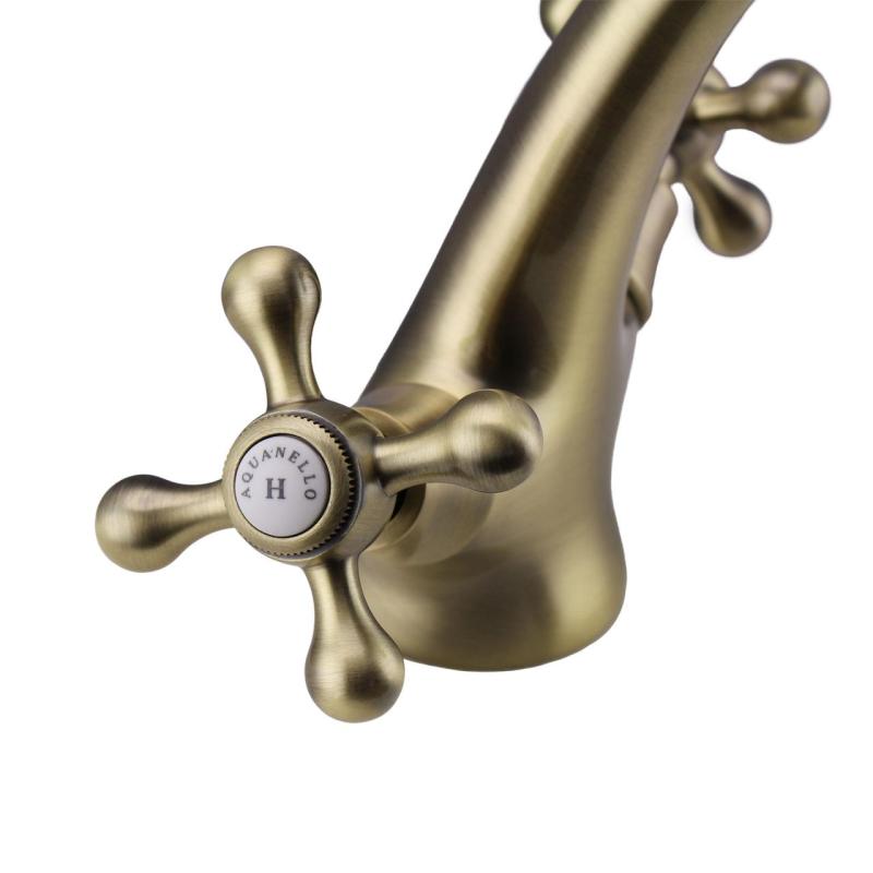 Aquanello Heritage Ascot Κλασική νοσταλγική μπαταρία νιπτήρα από μπρούντζο BN-4101-HA