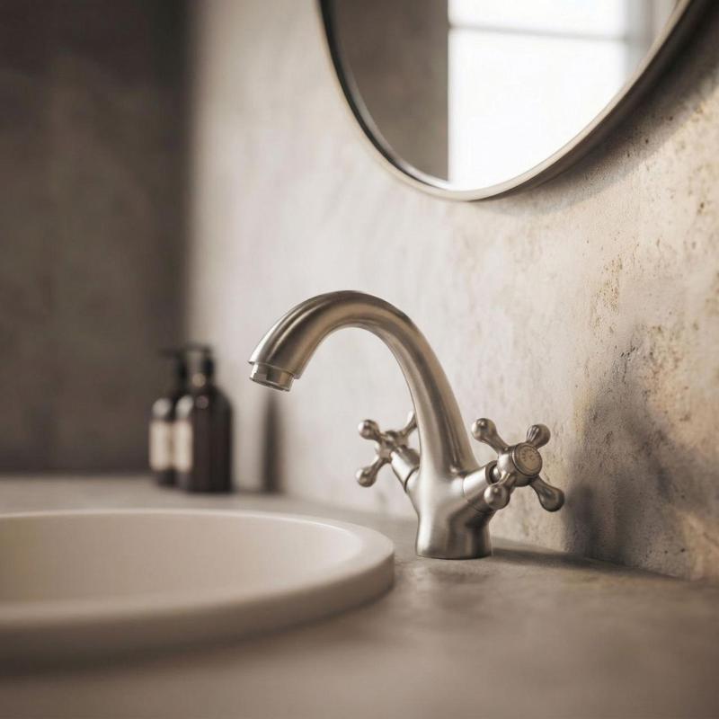 Aquanello Heritage Ascot Κλασικός νοσταλγικός μείκτης νιπτήρα από ανοξείδωτο ατσάλι NB-4101-HA