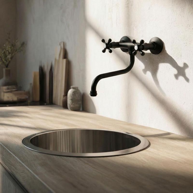 Aquanello Heritage Ascot Κλασική κουζίνα Τοίχος βρύση Μαύρο BL-4111-HA