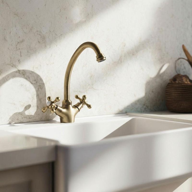 Aquanello Heritage Ascot Κλασική κουζίνα Νοσταλγική βρύση κουζίνας από μπρούντζο BN-4004-HA