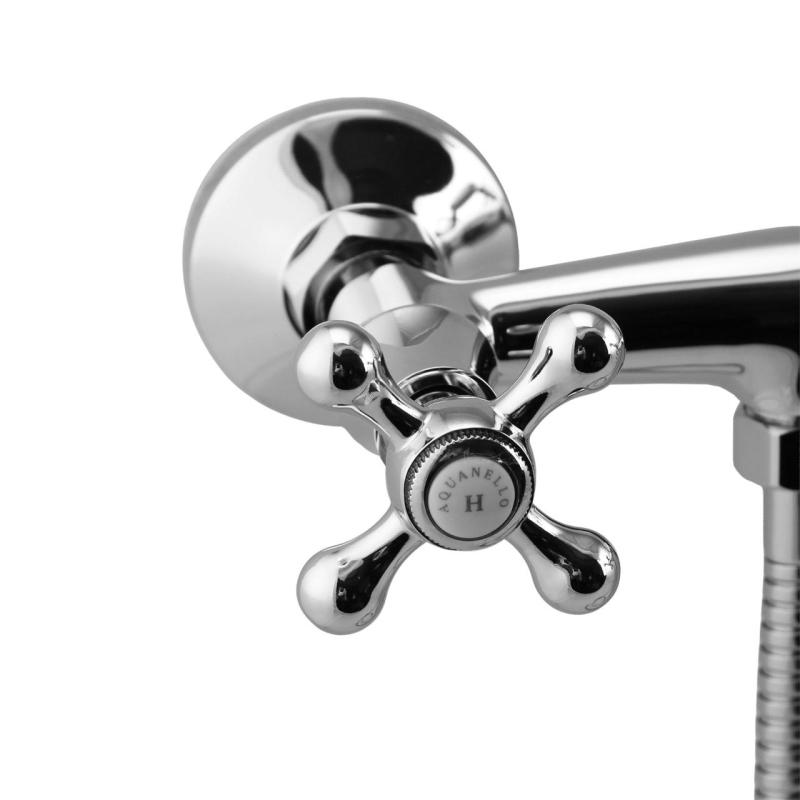 Aquanello Heritage Ascot Κλασικό σετ ντουζιέρας με κουμπιά σε σχήμα αστεριού, χρώμιο, συμπεριλαμβανομένου χειροκίνητου ντους CR-2002-HA