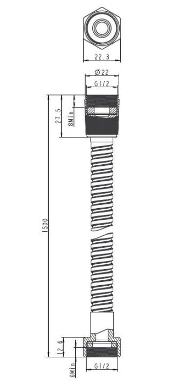 Aquanello Heritage Collection Σωλήνας ντους  150cm Χρώμιο CR-9002-HC