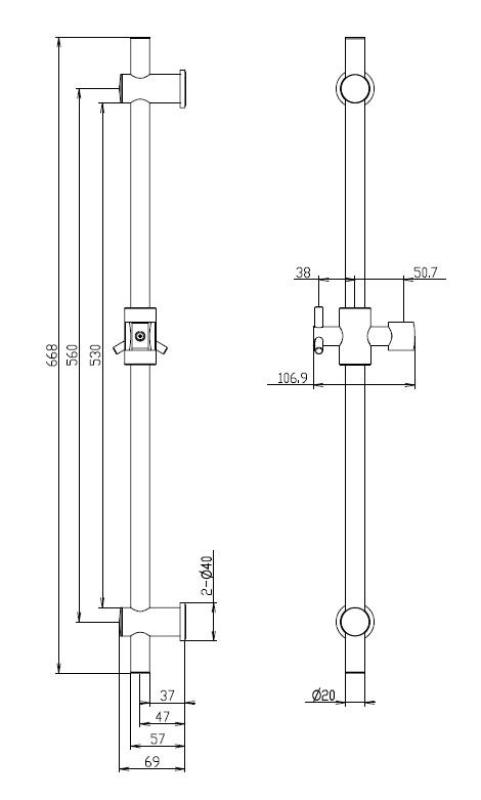 Aquanello Heritage Collection Κλασική ράβδος 668 mm Χρώμιο CR-9004-HC