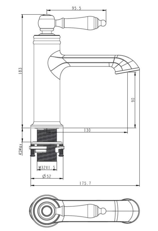 Aquanello Heritage Manor Κλασική νοσταλγική μπαταρία νιπτήρα χρώμιο CR-1001-HM