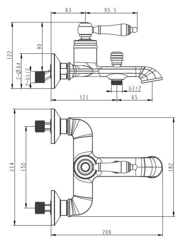 Aquanello Heritage Manor Κλασικός Μπαταρία Μπάνιου Χρώμιο CR-3001-HM