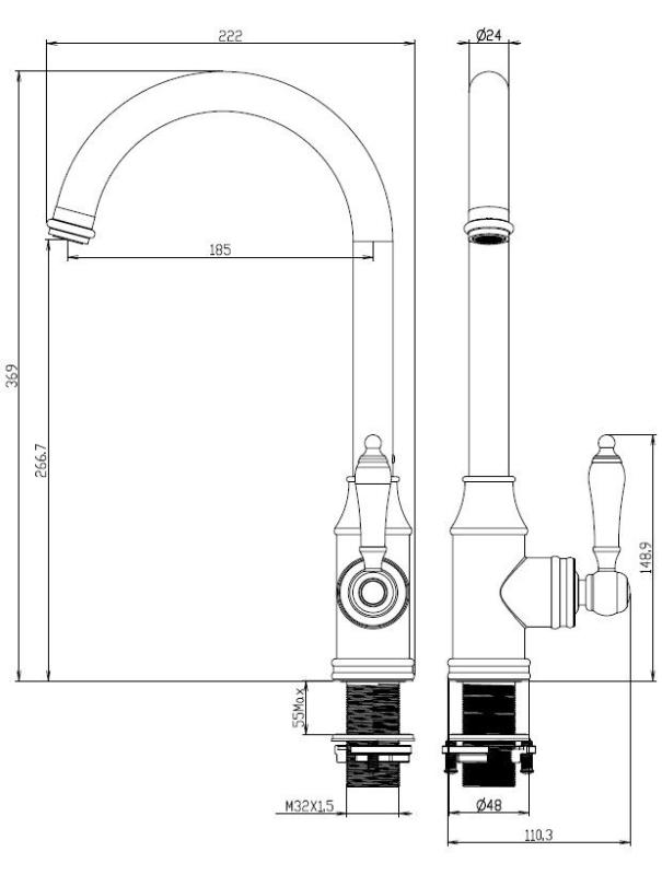 Aquanello Heritage Manor Κλασική κουζίνα Νοσταλγική βρύση κουζίνας σε χρώμα μπρούντζου BN-9001-HM