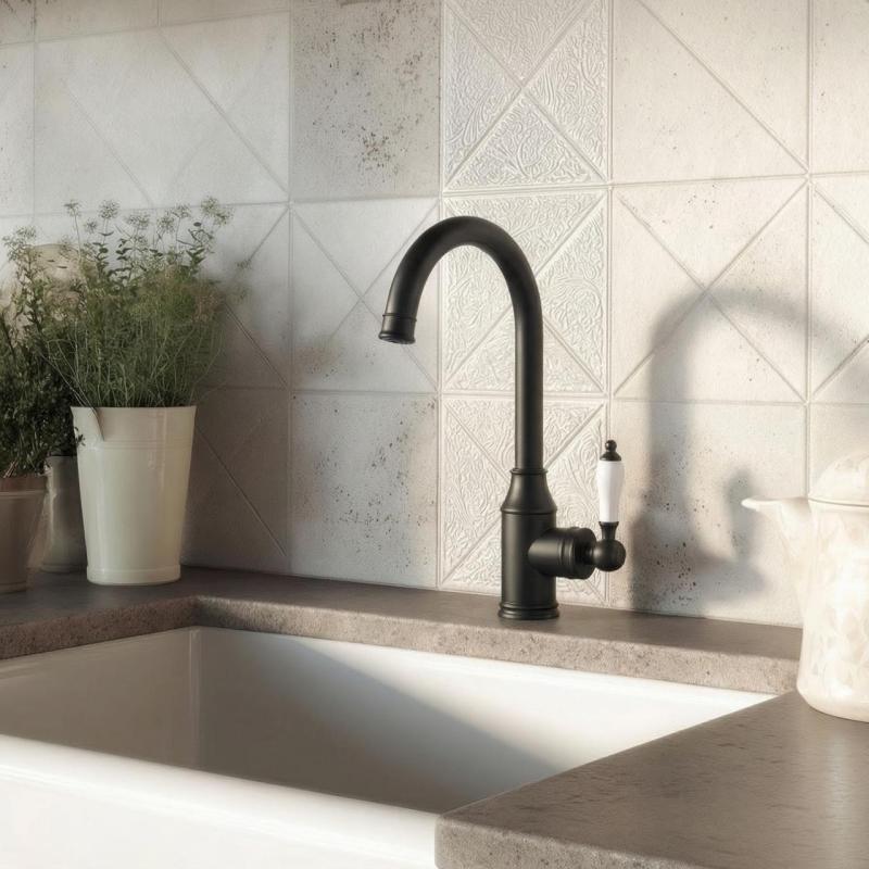 Aquanello Heritage Manor Κλασική κουζίνα Νοσταλγική βρύση κουζίνας Μαύρη BL-9001-HM