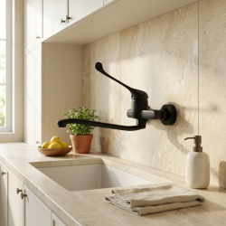 Aquanello Medic Κουζίνα Βρύση τοίχου με μακρύ χερούλι Μαύρο BL-1005-MD