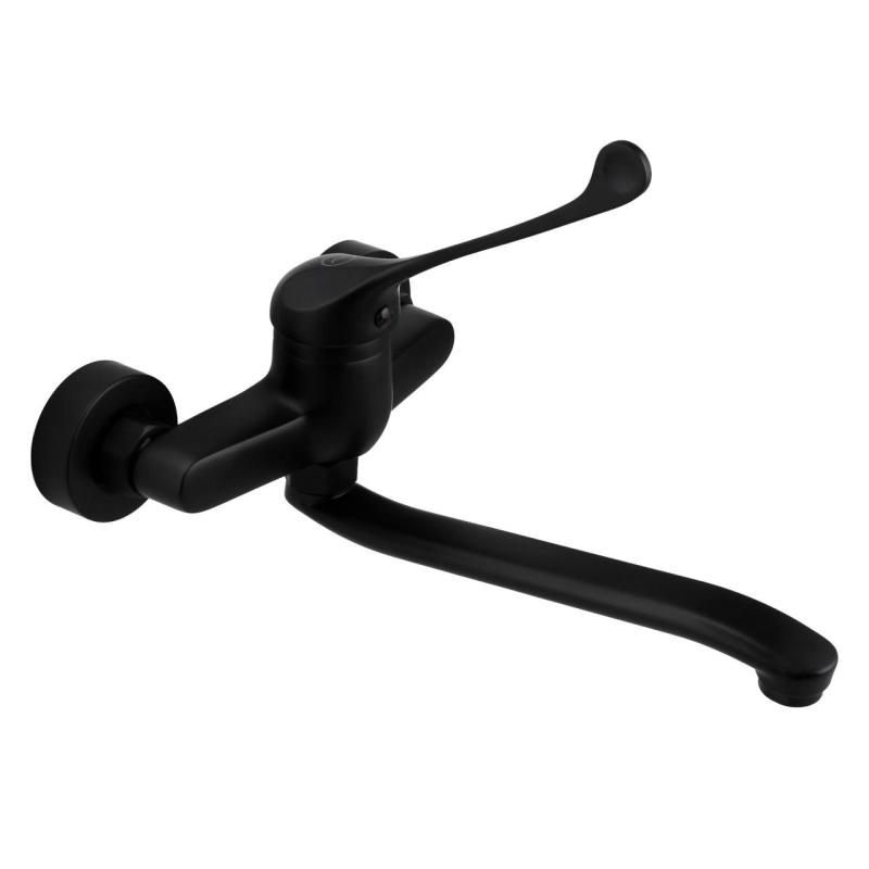 Aquanello Medic Κουζίνα Βρύση τοίχου με μακρύ χερούλι Μαύρο BL-1005-MD