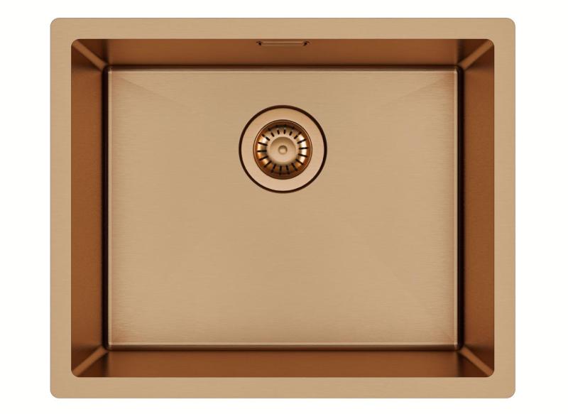 Ausmann Mosel Σετ συνδυασμού νεροχύτη PVD χαλκού 50x40 cm με βρύση κουζίνας, διανομέα σαπουνιού και ρολό χαλάκι 1208972563