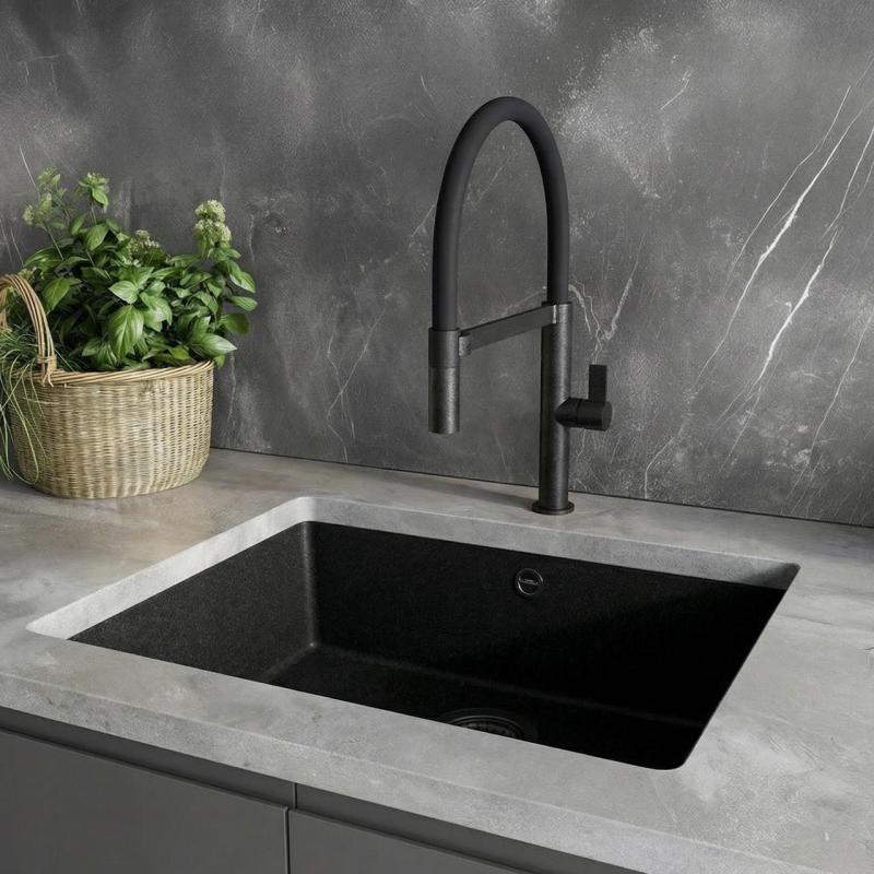 Ausmann Alira Μαύρη βρύση κουζίνας με εύκαμπτο στόμιο 1208972565
