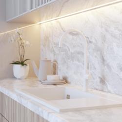 Graniteland Vira Slim Μπαταρία κουζίνας λευκή με περιστρεφόμενο στόμιο 1208972621