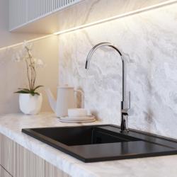 Graniteland Vira Slim Μπαταρία κουζίνας χρωμίου με περιστρεφόμενο στόμιο 1208972625